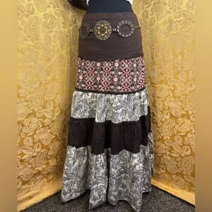 ✨Vintage Y2K Boho Multiprint Tiered Cotton Maxi Skirt✨